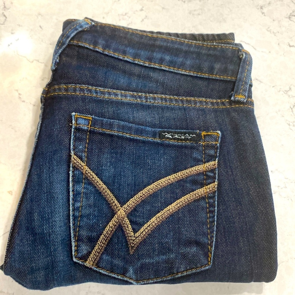 William Rast Dark Blue Denim Jeans with Tan Stitching